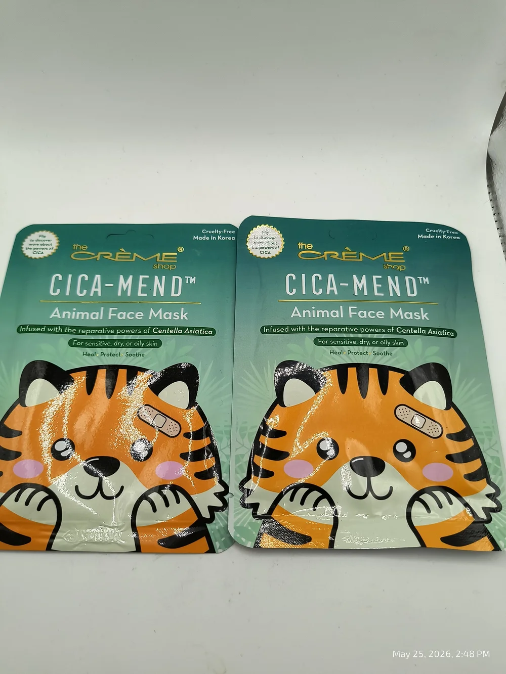 The Creme Shop CICA-MEND Animal Face Mask Heal Protect Soothe 2 Pack New
